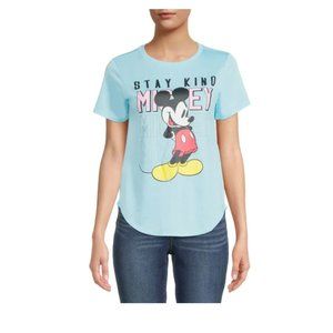 Disney Mickey Mouse Stay Kind Graphic T-Shirt, Short Sleeve, Women's Junior XL
